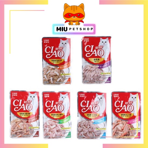 Pate CIAO cho mèo đủ vị- pate dạng túi 60gr tiện lợi cho mèo ăn ngon khỏe mạnh nhiều vị thay đổi linh hoạt