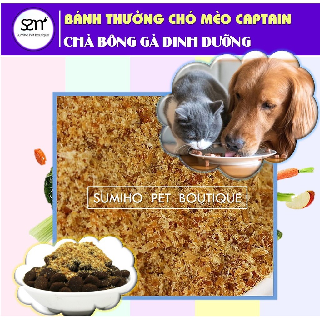 Chà bông gà cho chó mèo Captain (Túi 500gr) dùng để trộn cơm và hạt