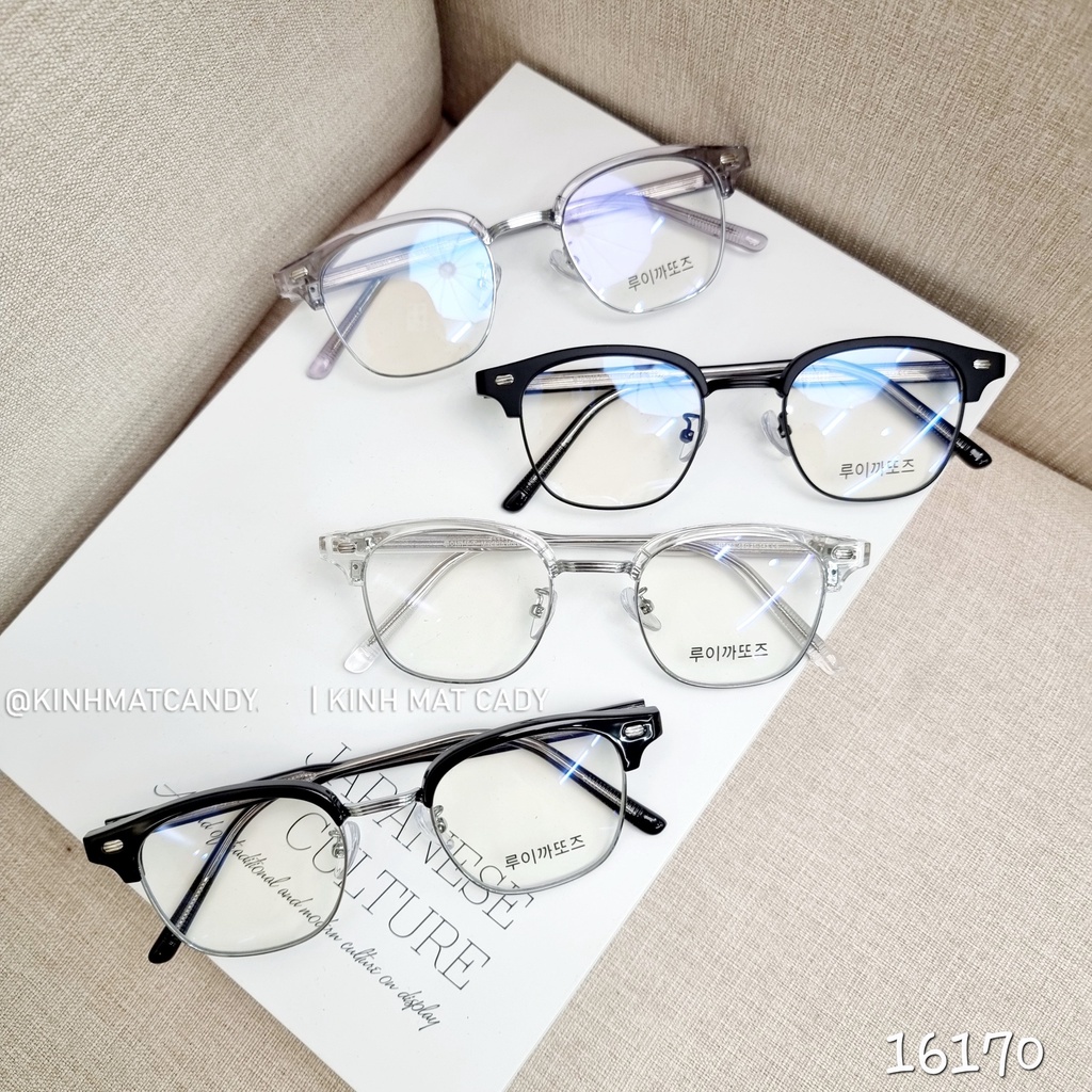 Gọng kính bo góc unisex hợp kim cao cấp 16170  –  Kính mắt Candy