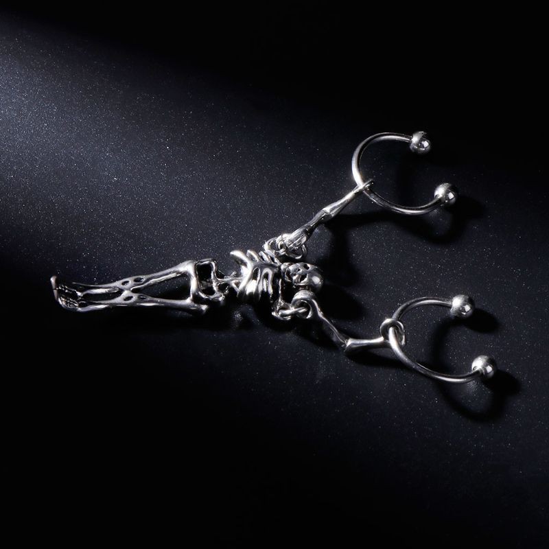 Ivy☆ 1pc Punk Earrings Skull European Jewelry Stylish Fashion Vintage Charms Ring Decoration