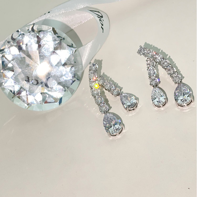 Bông Tai Hình Giọt Nước Đính Đá Thời Trang