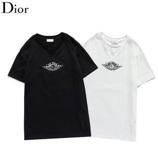 Áo Thun Cotton Ngắn Tay Thêu Họa Tiết Dior Cá Tính Dành Cho Nam Và Nữ