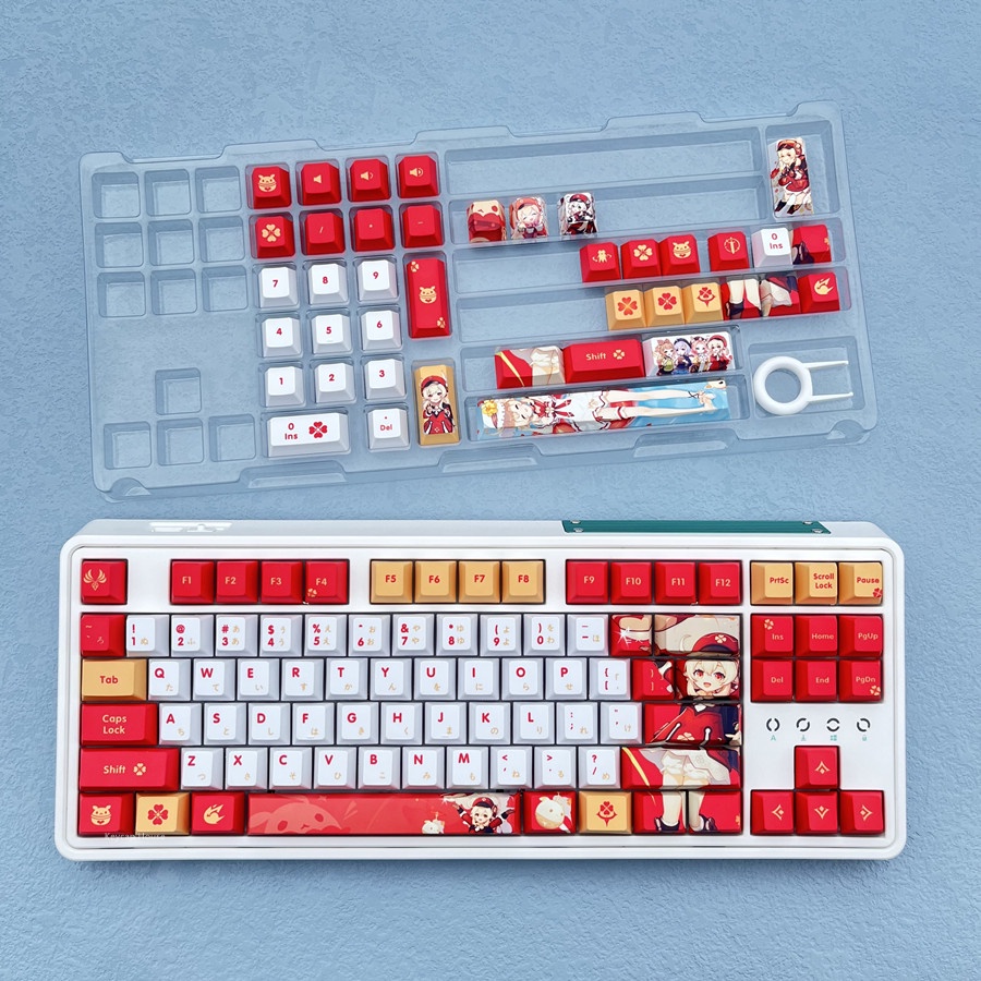 128 phím Genshin Impact Klee Keycap Cherry Profile Anime PBT Dye Sub Bàn phím cơ học Keycap