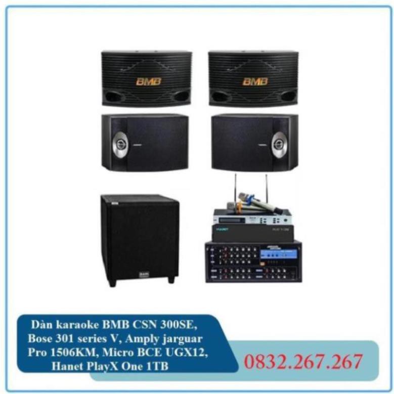 Dàn karaoke BMB CSN 300SE, Bose 301 series V, Amply jarguar Pro 1506KM, Micro BCE UGX12, Hanet PlayX One 1TB