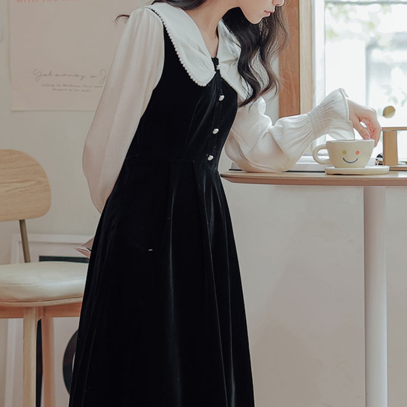 Đầm Dài Tay Thời Trang Mùa Thu Hàn Quốc Dành Cho Nữ