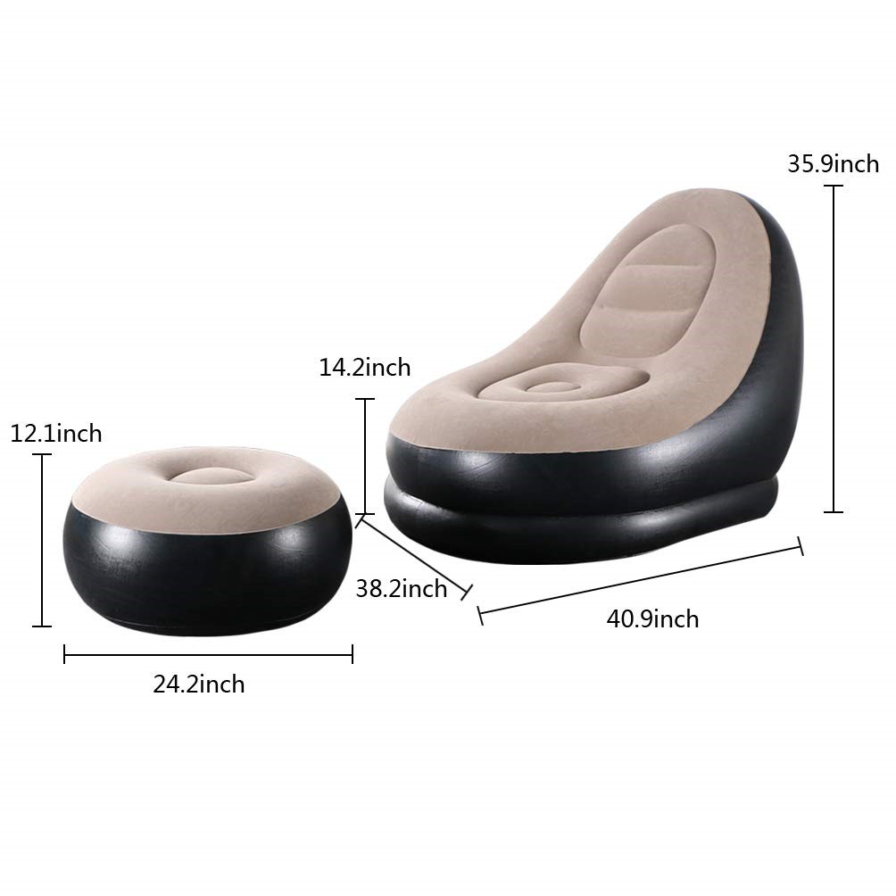 Combo ghế bơm hơi sofa cá nhân kèm đôn và bộ bơm bằng điện thích hợp ngồi đọc sách xem Tivi GH200815