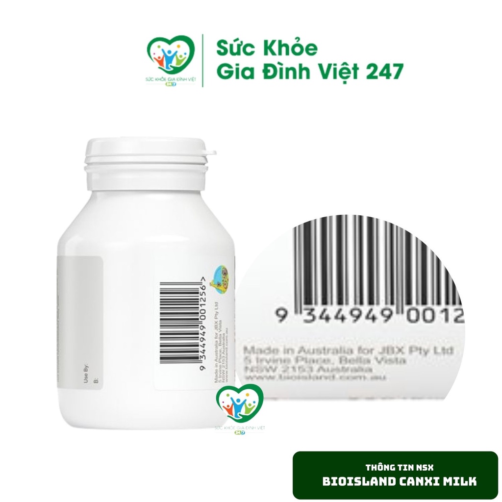 Viên uống Milk Calcium Bio Island Úc - Dành cho trẻ từ 7 tháng