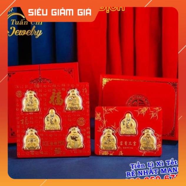 ⚡LOẠI 1⚡Bộ 5 Ông Thần Tài Ngũ Phúc Lâm Môn Vàng 24k Cao Cấp, Quà Tết Sang Trọng Và Đẳng Cấp, Tặng Hộp Nhưng Túi Đỏ Xịn