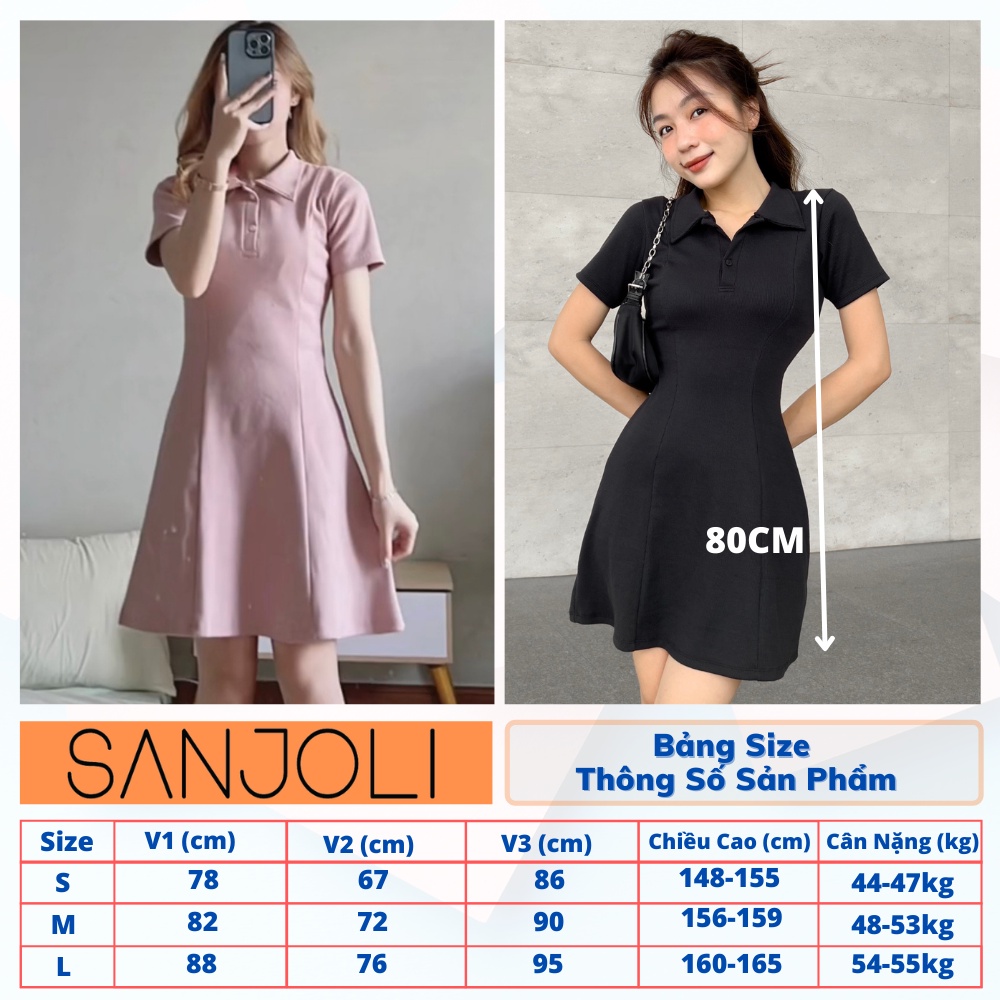 Váy Polo Nữ SANJOLI Đầm Body Chất Thun Gân Thiết Kế Ôm Eo Dáng Xòe Tay Ngắn Đi Dự Tiệc, Đi Chơi VD081 | BigBuy360 - bigbuy360.vn