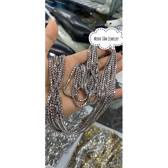 Dây chuyền bạc nam dây hộp bạc 925 xi bạch kim cao cấp-Minh Tâm Jewelry