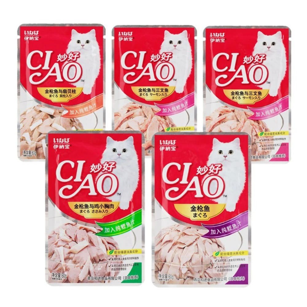 Pate/ Thức ăn ướt Ciao gói 60g đủ vị thơm ngon, kích thích ăn uống và giàu dinh dưỡng dành cho mèo mọi lứa tuổi