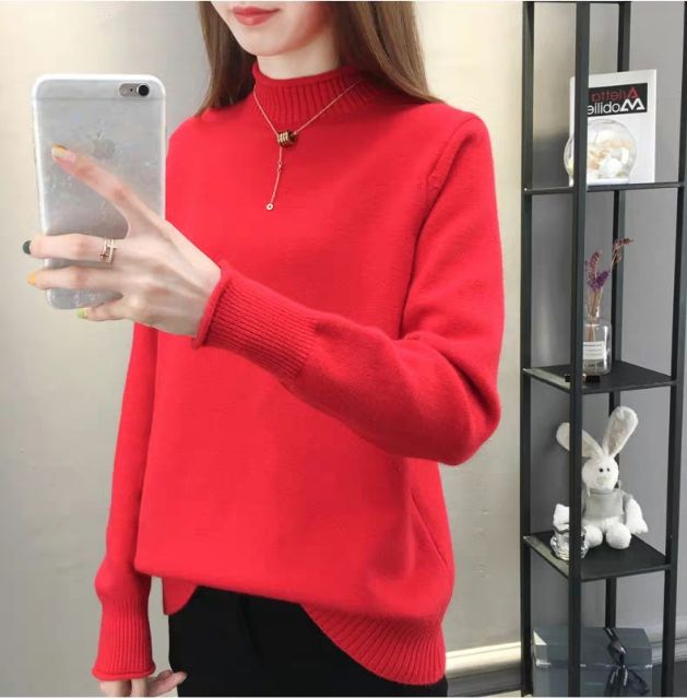 ÁO LEN NỮ CỔ 3 PHÂN NHIỀU MÀU DÀY DẶN MỀM MỊN( kèm ảnh thật) | BigBuy360 - bigbuy360.vn