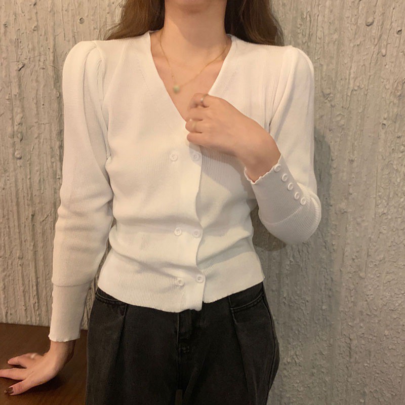 Áo Khoác Cardigan Dệt Kim Dáng Rộng Cổ Chữ V Thời Trang Thu Đông Cho Nữ