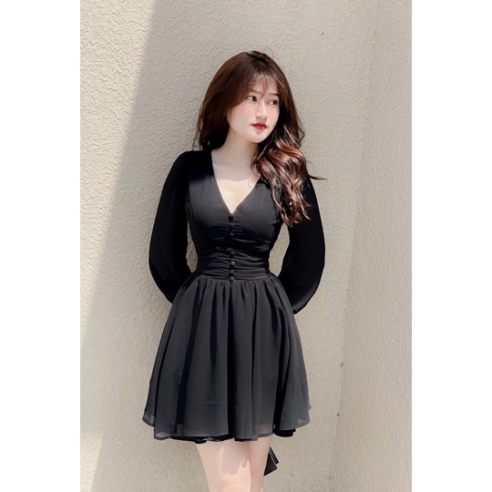 Vera Dress- váy đen voan tôn dáng