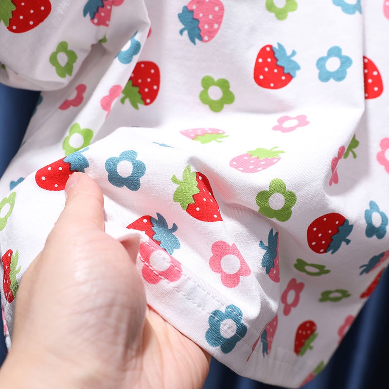 Áo Thun Tay Ngắn In Hình Quả Dâu Dễ Thương Phong Cách Hàn Quốc Thời Trang Mùa Hè Cho Bé Gái