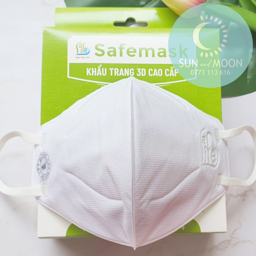 [HỘP 10 CÁI] Khẩu trang 3D N96+ TRẮNG KHÔNG VAN chống bụi mịn pm2.5 Safelife Việt Nam (Có thể giặt lại).