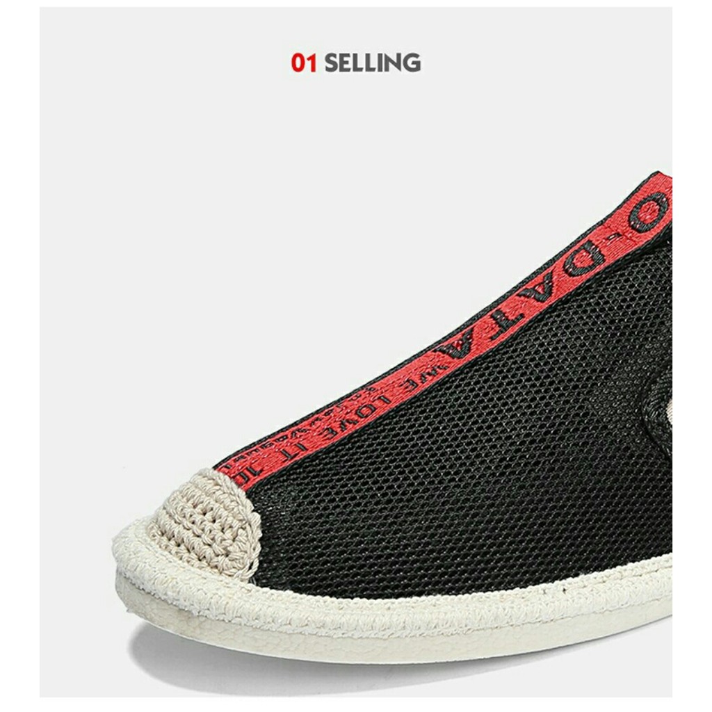 Slip on lưới - Giày lười lưới nam cao cấp - 2 màu đen sọc đỏ & đen sọc vàng - Mã SP 2912 | BigBuy360 - bigbuy360.vn