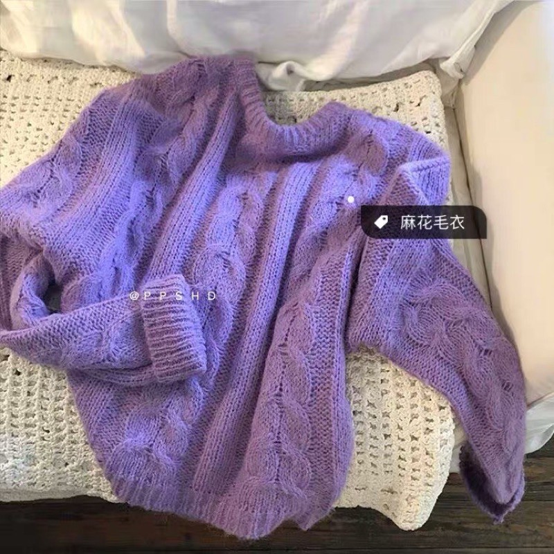 Áo len tím tiểu thư phối hợp áo ren có tách set