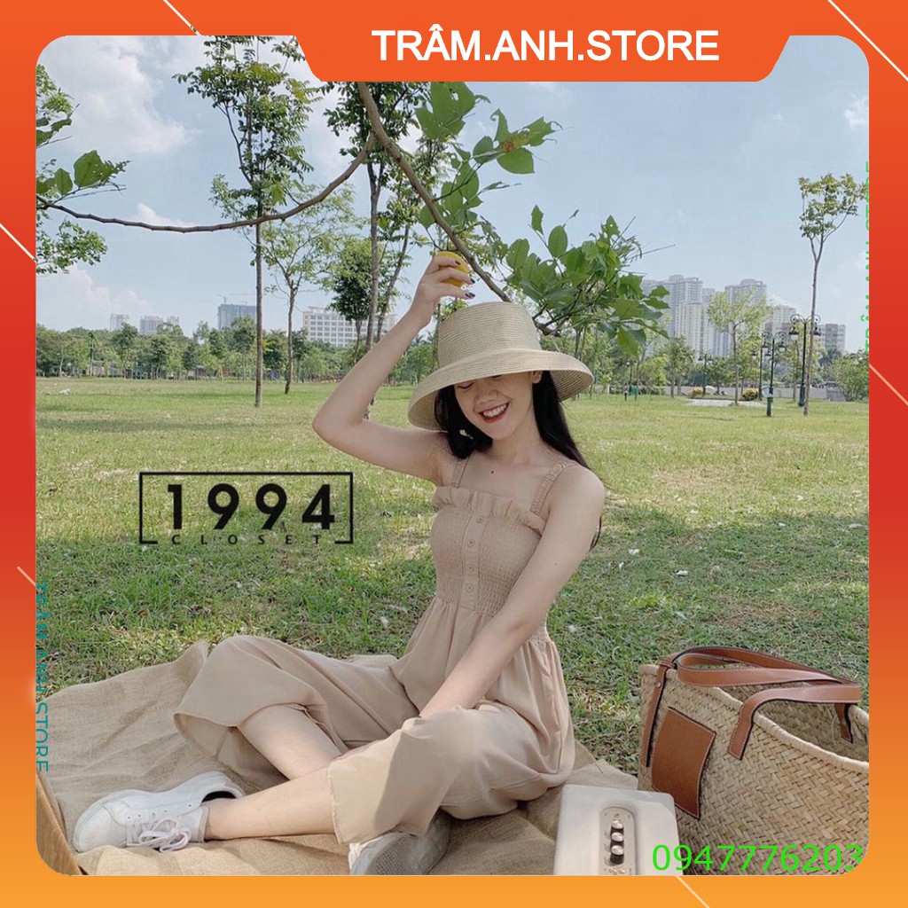 JUM HAI DÂY ĐŨI QUẦN SỚ LỬNG CHUN NGỰC CỰC HOT - JUMPSUIT 2 DÂY NHÚN BÈO ĐŨI BE ĐEN 👗 👑