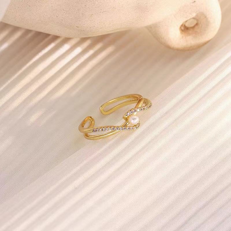 Nhẫn Đính Ngọc Trai Sang Trọng Phong Cách Hàn Quốc Cho Nữ