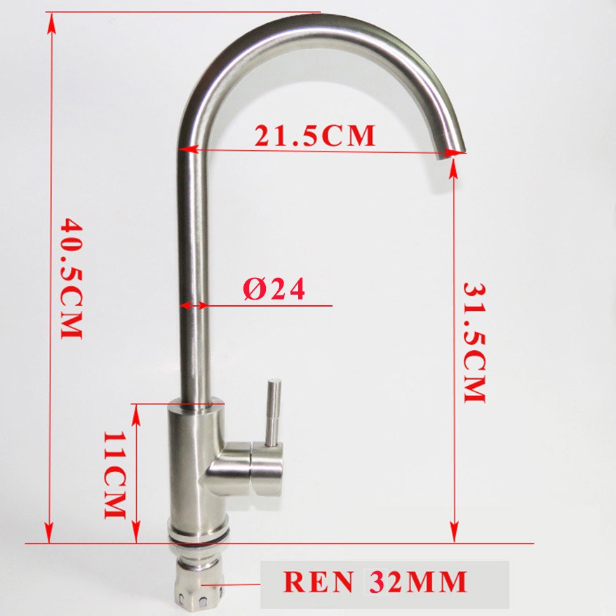 Vòi rửa chén nóng lạnh Inox SUS 304 nguyên khối Eurolife EL-T003 (Trắng vàng)