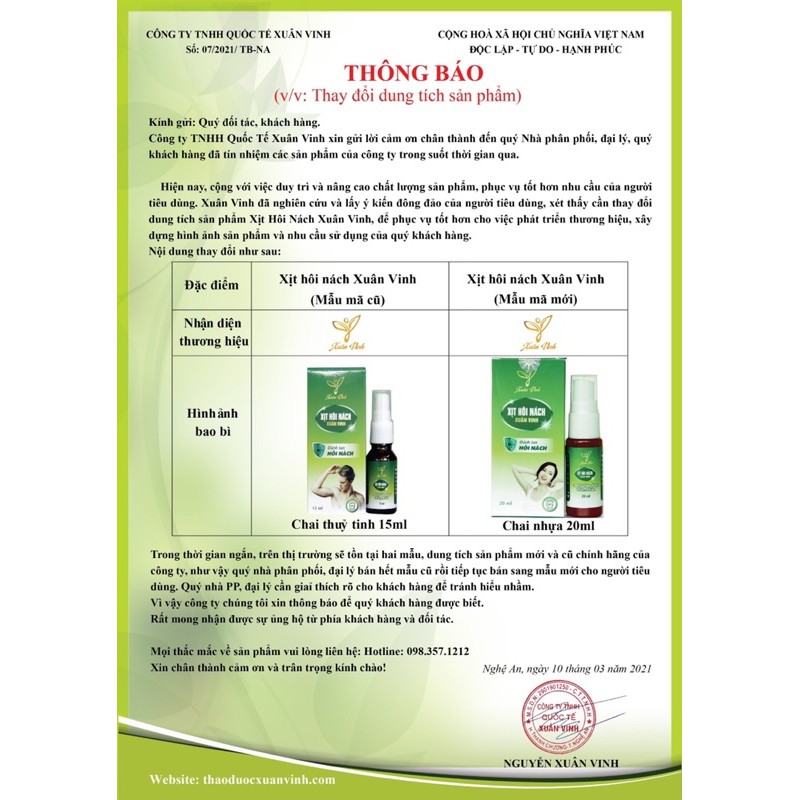 Xịt khử mùi hôi nách, hôi chân Xuân Vinh hiệu quả sau 7 ngày sử dụng | BigBuy360 - bigbuy360.vn