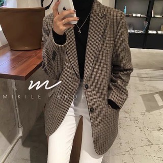 Áo vest blazer dạ kẻ