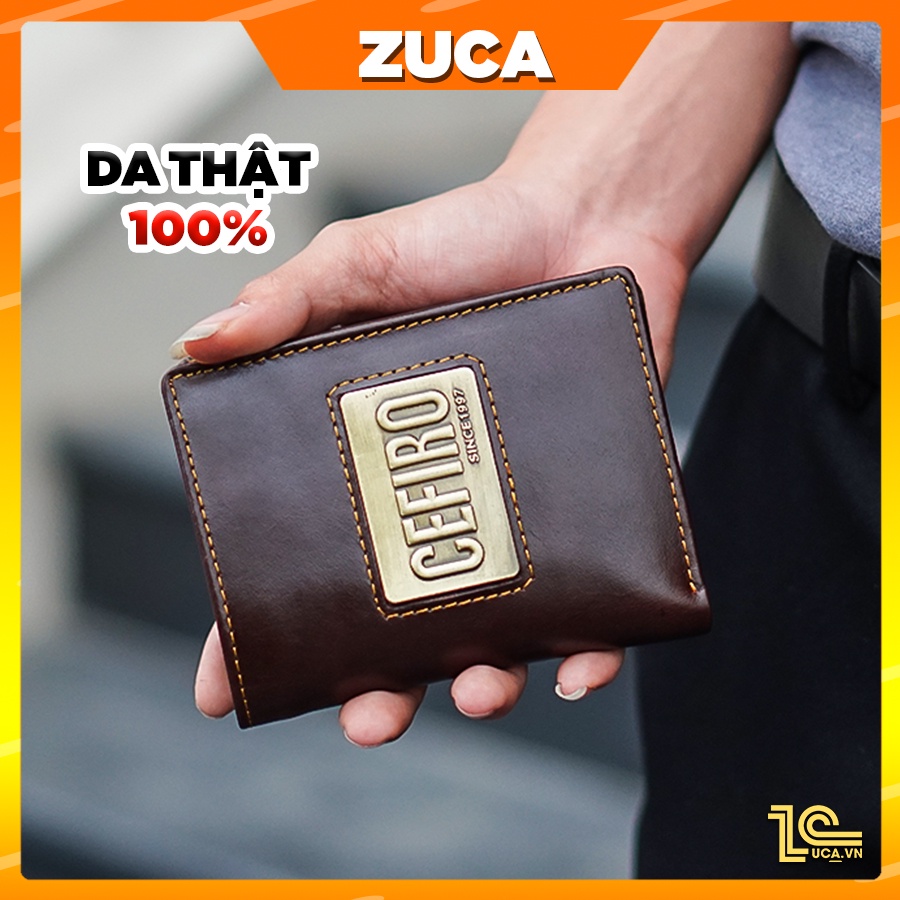 ví nam dài dáng đứng mini chất liệu da bò cầm tay hàng hiệu kẹp tiền thương hiệu ZUCA HT17
