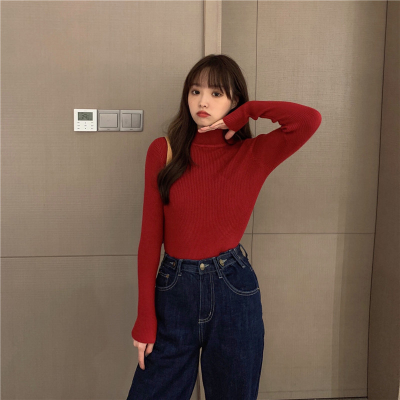 Áo dệt kim cổ lọ tay dài form ôm thời trang thu đông cho nữ 21a604 | BigBuy360 - bigbuy360.vn