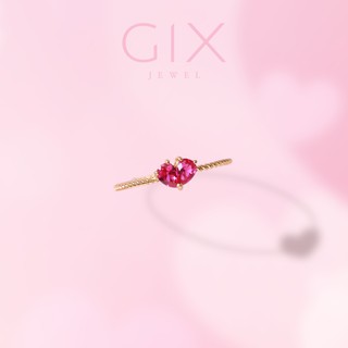 Nhẫn bạc 925 mạ vàng trái tim ghép hai viên đá Cz đỏ Gix Jewel SPGN28