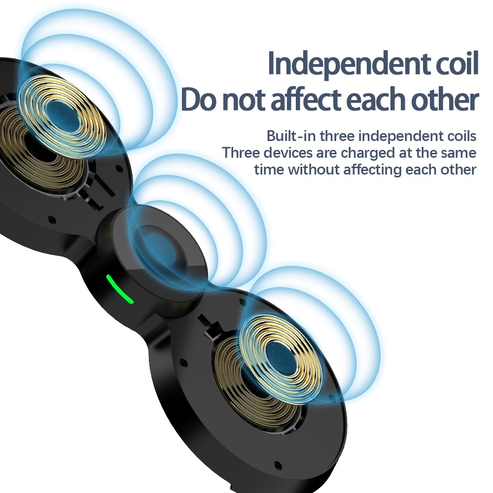 Đế Sạc Nhanh Không Dây 15W 3 Trong 1 Có Nam Châm Cho iPhone 13 12 11 X XS Pro Max Airpods Apple iWatch Samsung S21 S20