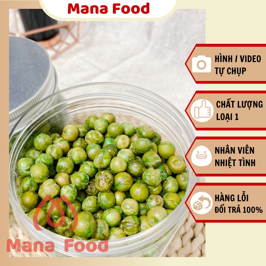 [Hũ vuông] 300G Đậu Hà Lan Rang Muối Mana Food | đậu hà lan sấy, đậu hà lan cao cấp