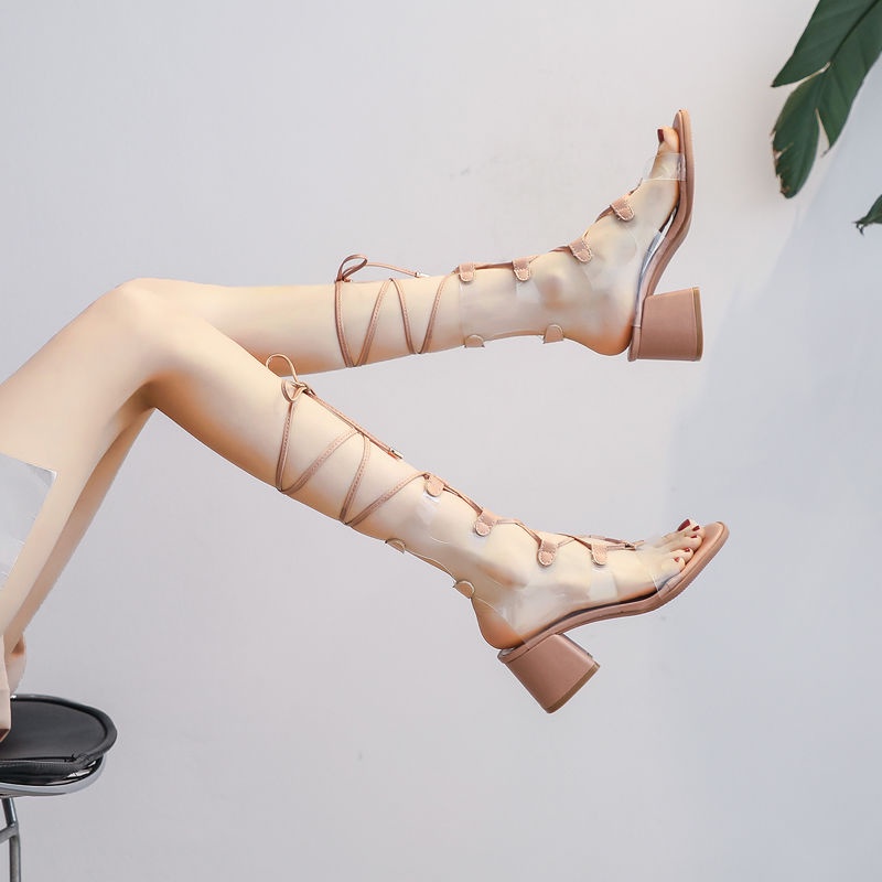 💥Giày Sandal Trong Suốt Cột Dây Cổ Chân Đế Dày Thời Trang Mùa Hè Cho Nữ