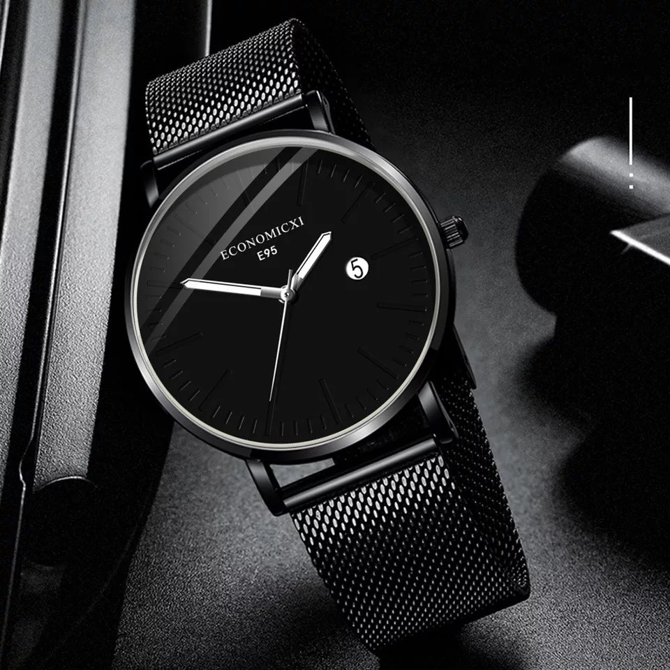 Đồng hồ nam cao cấp ECONOMICXI dây thép lưới đen chạy lịch ngày cao cấp - Dẳng cấp doanh nhận ECO89 | BigBuy360 - bigbuy360.vn