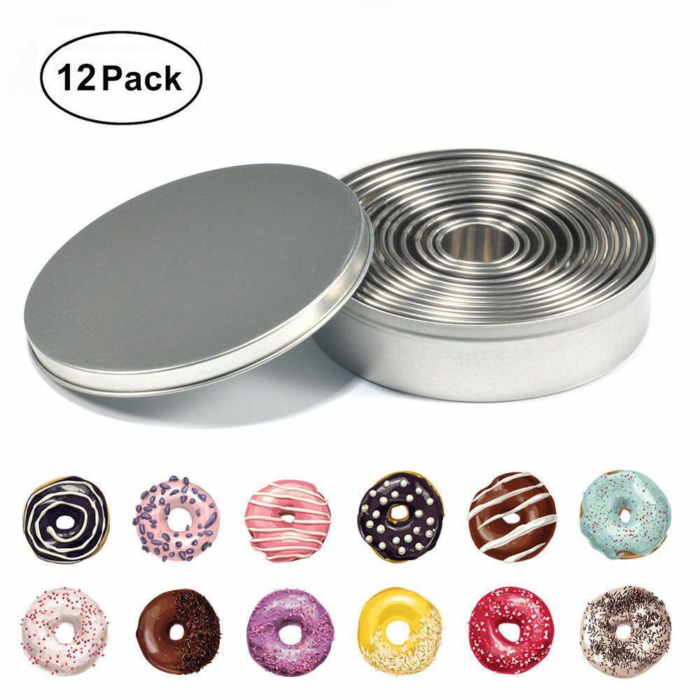 AUGUSTINA Set 12 Khuôn Inox Làm Bánh Hình Tròn Tiện Dụng