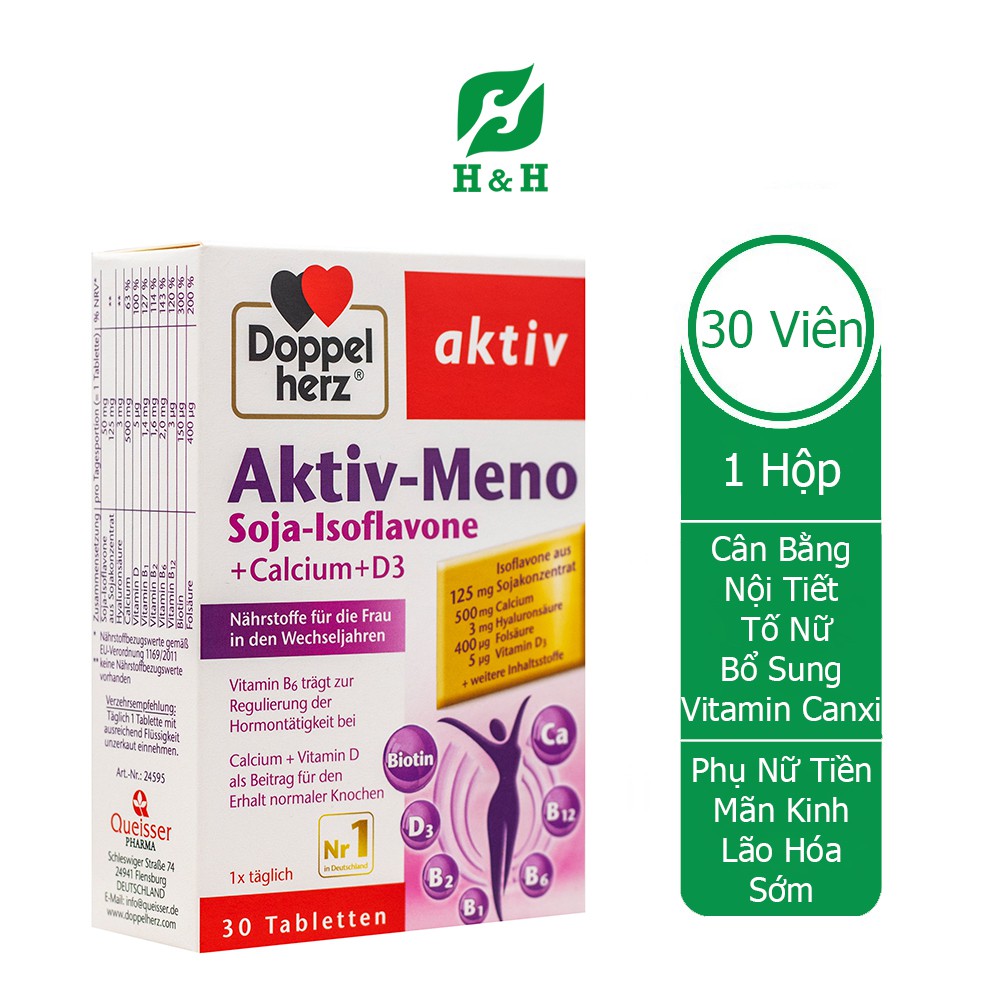 Viên uống Doppelherz Aktiv – Meno Thực phẩm chức năng hỗ trợ tăng cường nội tiết tố nữ - hộp 30 viên