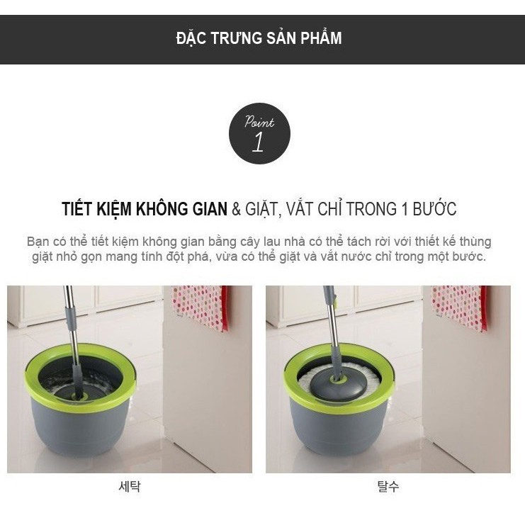 Bộ cây lau nhà xoay tay mini Ettom Lock&amp;Lock ETM498
