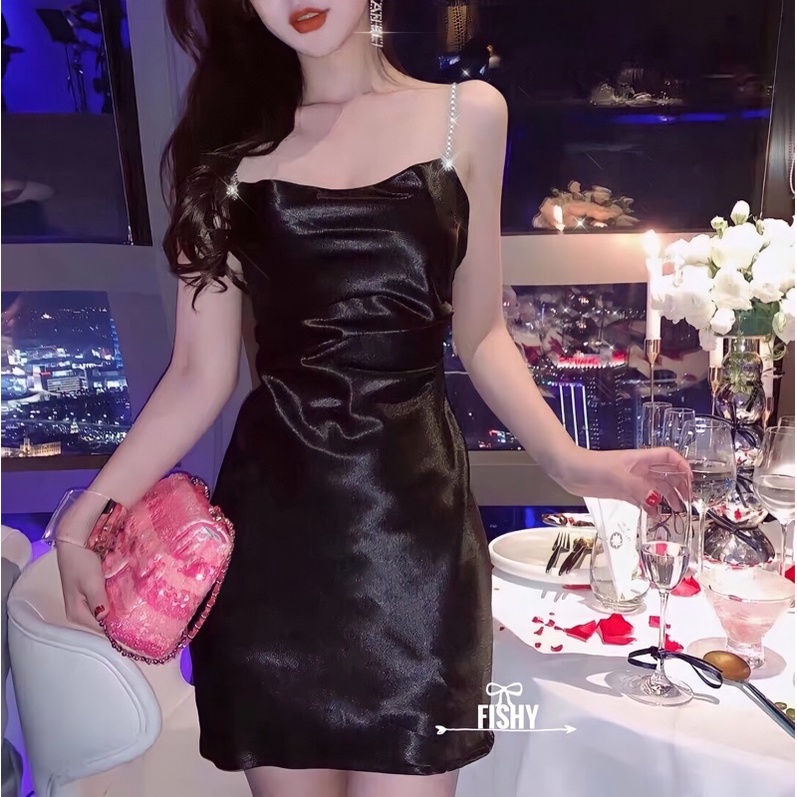 Đầm Body Lụa Satin Ngắn Dây Xoàn Hack Dáng Nhiều Màu Dự Tiệc Sexy Phong Cách Hàn Quốc DB.FISHY