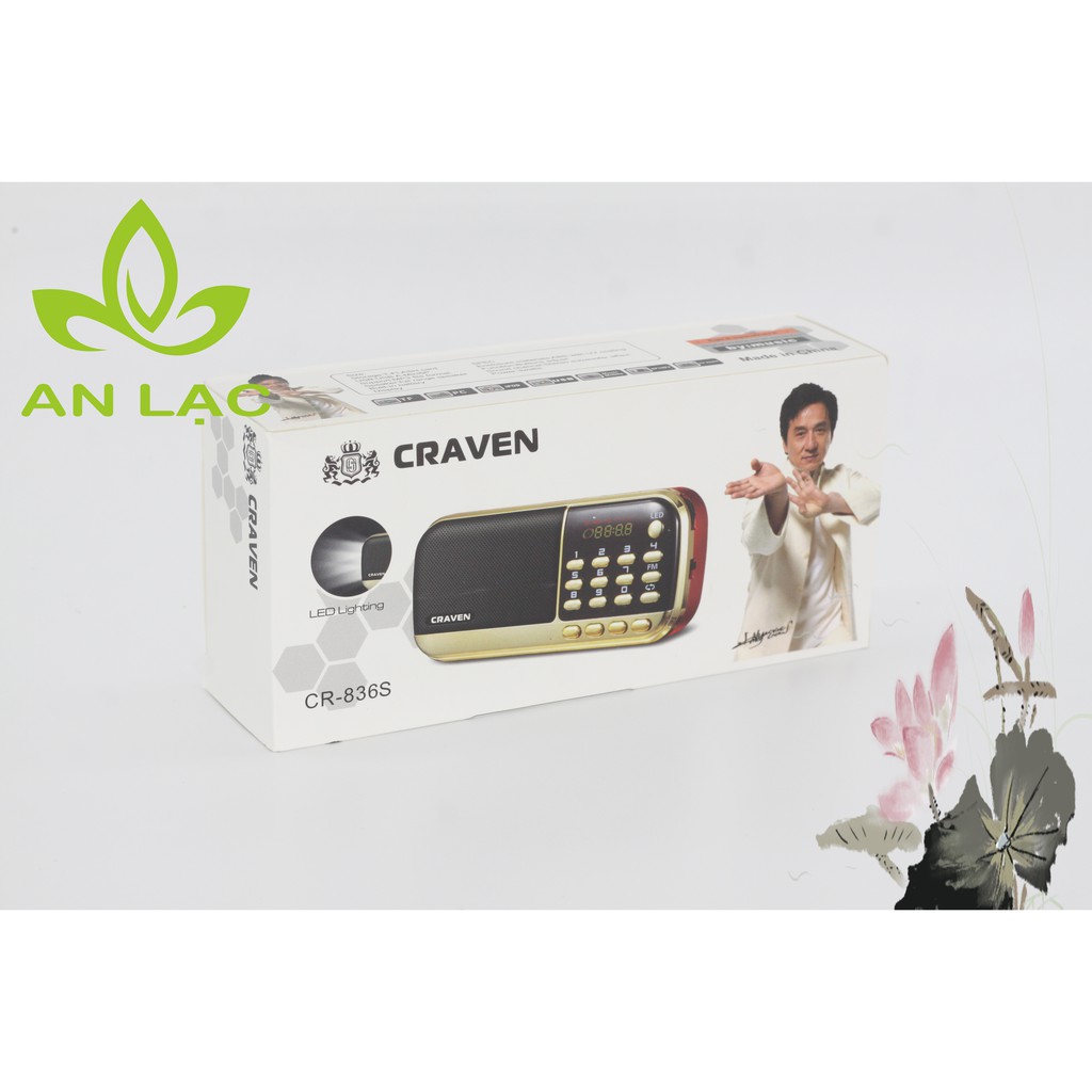 Loa đài Craven CR 836S, máy nghe nhạc đọc kinh phật dùng thẻ nhớ/USB pin siêu trâu chất lượng cao