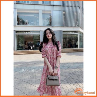 Đầm Suông Nữ Họa Tiết Hoa Nhí Tay Lỡ - Váy Đuôi Cá Dáng Dài