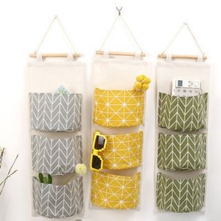 Túi vải treo tường Vintage Canvas 3 ngăn đựng đồ tiện dụng
