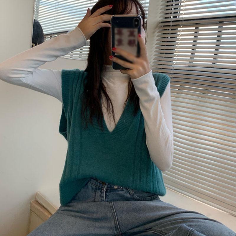 Áo len sát nách màu trơn trẻ trung phong cách cổ điển thời trang Hàn Quốc | BigBuy360 - bigbuy360.vn