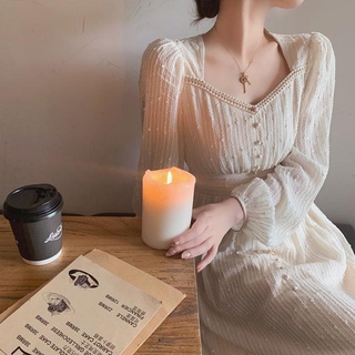 Đầm Midi Váy của phụ nữ Váy Midi Mùa hè Dài tay Cổ V Trang phục Thanh lịch Thường ngày