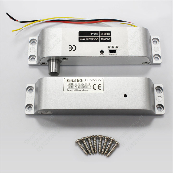 Khóa chốt cửa điện từ gắn nổi, loại thường khóa 12VDC  có độ trễ 0-3-6 giây,cửa gỗ, nhựa, nhôm