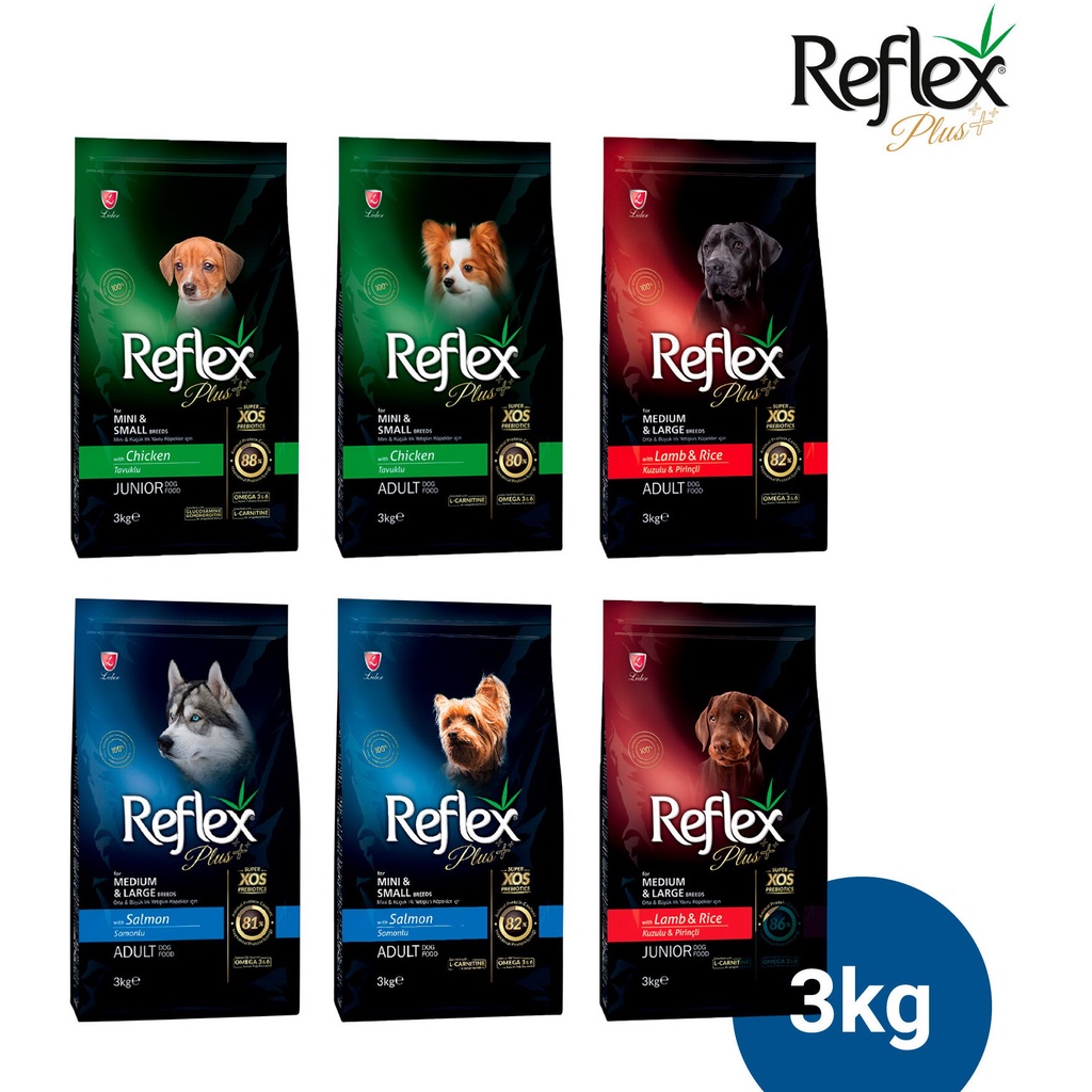 Thức ăn hạt khô cho chó nhỏ, chó lớn Reflex Plus Mini, Medium & Large Breed Adult Dog Food Salmon