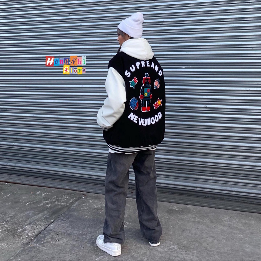 Áo Khoác Bomber Chữ H Supreand Neverhood Ulzzang Unisex Dáng Rộng Nam Nữ - MM