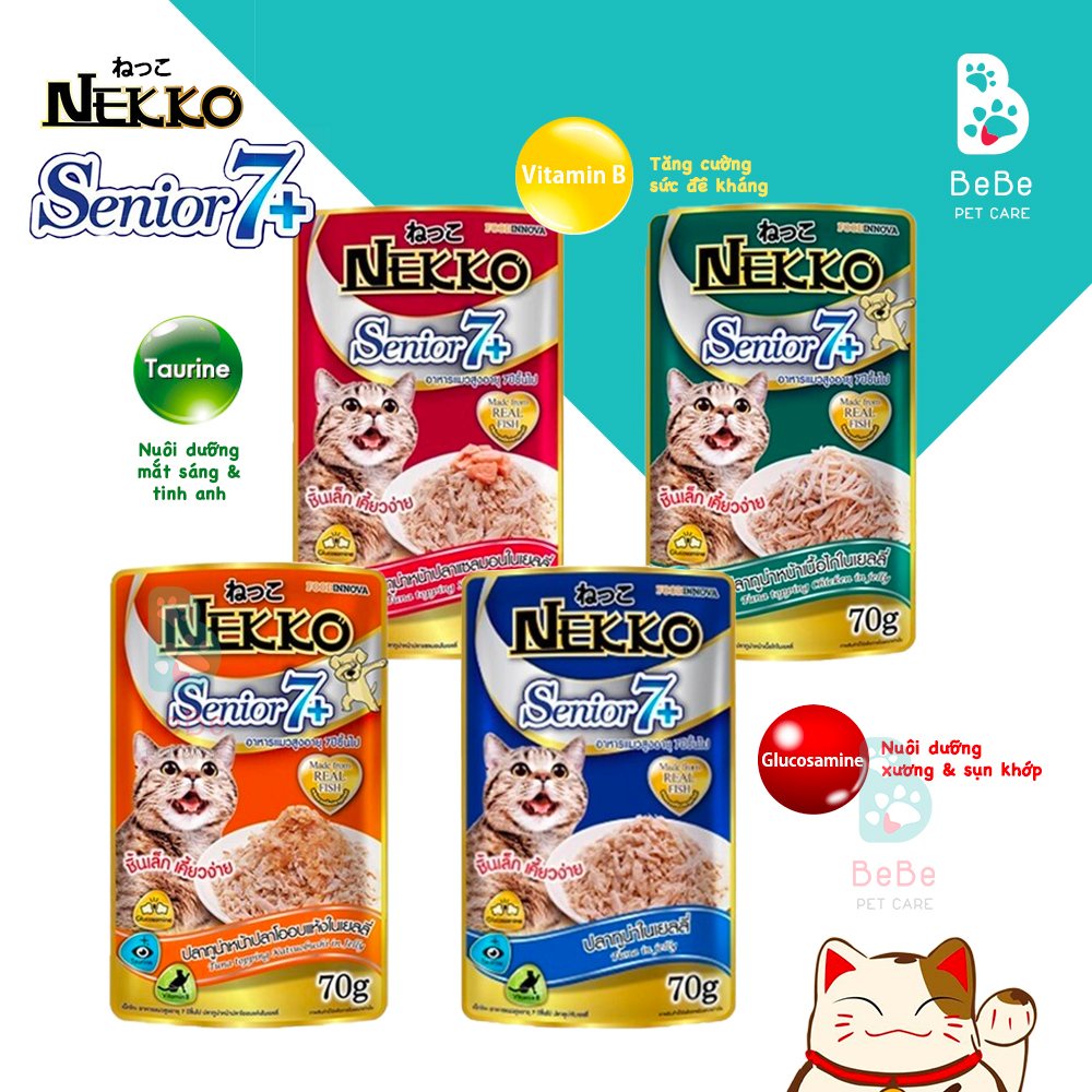 [Combo 10 - 12 Gói] Pate NEKKO Nhiều Vị Cho Mèo Lớn &amp; Mèo Con - Hàng Nội Địa Thái