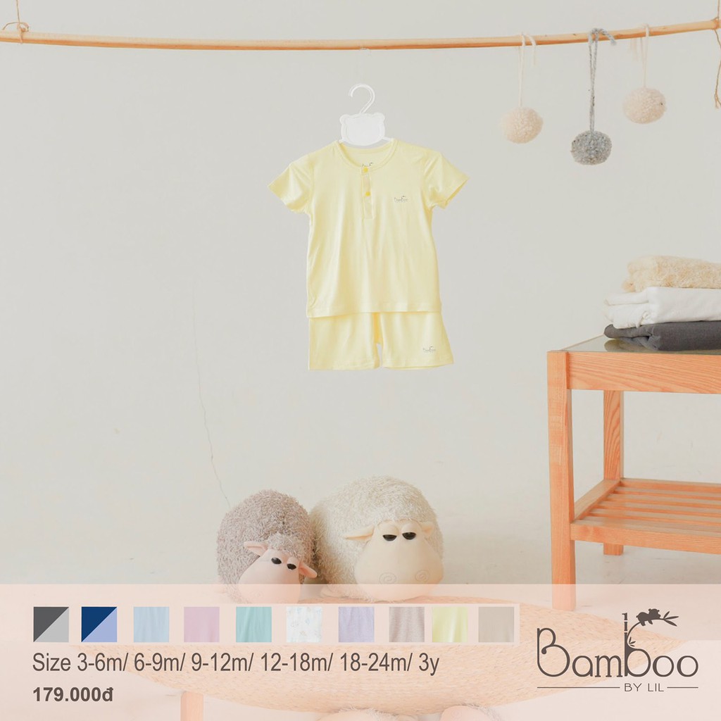 Bộ quần áo cộc tay bổ trụ cổ Bamboo by LIL