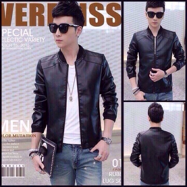 Áo khoác da nam ráp viền vai cực đẹp | BigBuy360 - bigbuy360.vn