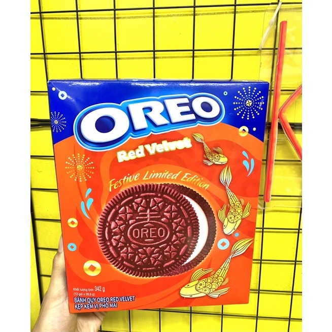 Bánh quy Oreo Red Velvet kẹp kem Phô Mai 342g (12gói x28,5g) | BigBuy360 - bigbuy360.vn